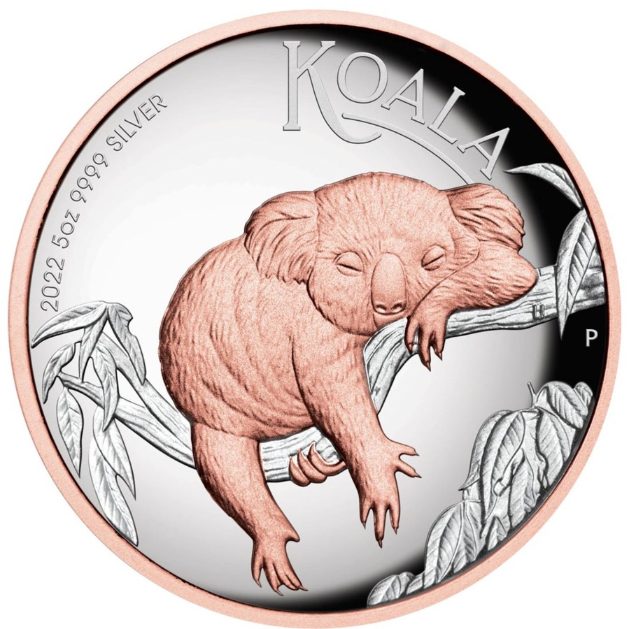 Perth Mint Perth Mint | Australian Koala 2022 5Oz Silver Proof High Relief Gilded Coin