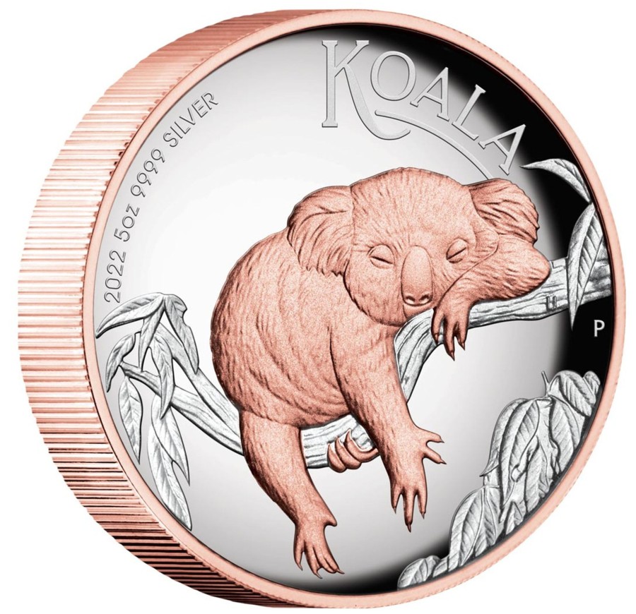 Perth Mint Perth Mint | Australian Koala 2022 5Oz Silver Proof High Relief Gilded Coin