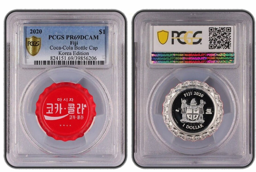 World Coins Fiji | 2020 $1 Fiji Coca Cola Bottle Cap Korea Edition Pcgs Pr69Dcam