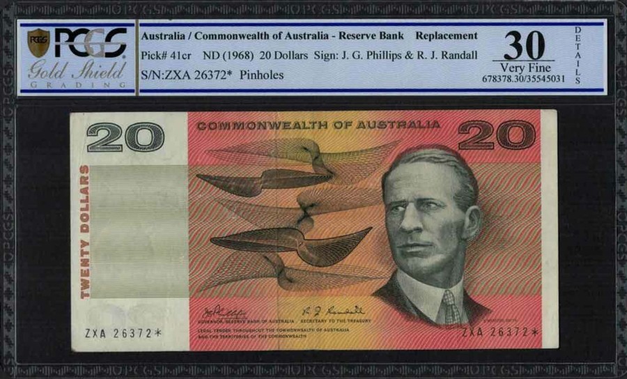 Banknotes NPA | 1968 Australian $20 Star Banknote, Phillips/Randall Very Fine Pcgs Vf 30