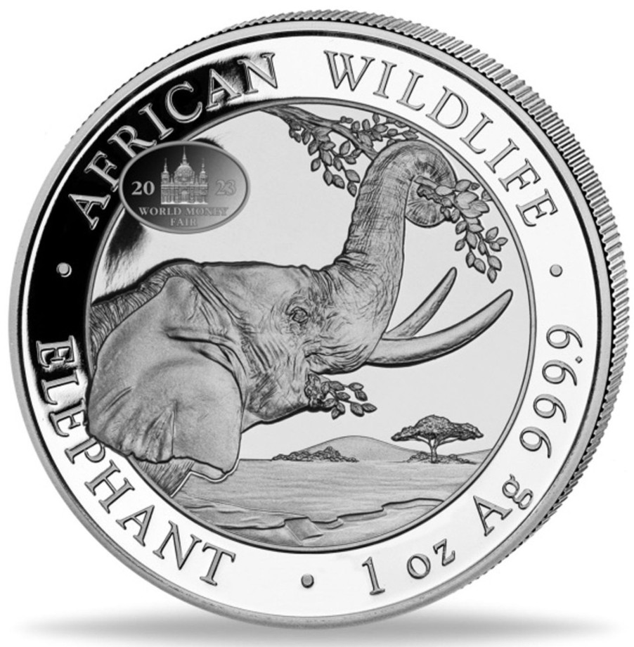 Premium Bullion N/A | 2023 Somali Elephant World Fair Privy 1 Oz .999 Silver Proof Coin