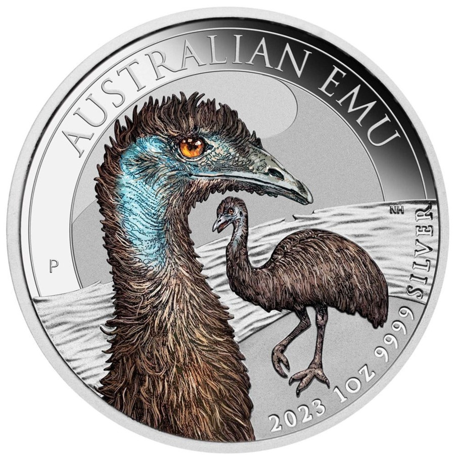 Perth Mint Perth Mint | Coin 2023 Australian Emu 1 Oz Silver 99.99% Coloured Coin