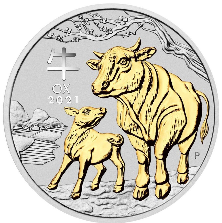 Perth Mint Perth Mint | 2021 Year Of The Ox 1Oz Silver Gilded Coin - Australian Lunar Series Iii