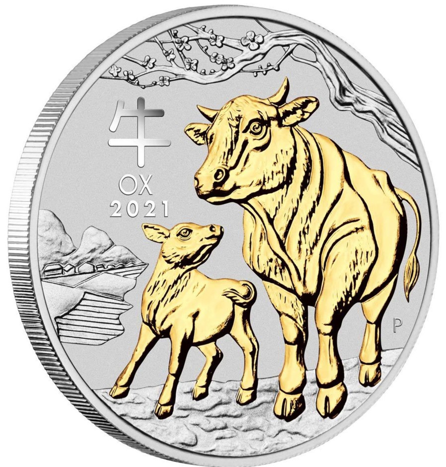 Perth Mint Perth Mint | 2021 Year Of The Ox 1Oz Silver Gilded Coin - Australian Lunar Series Iii