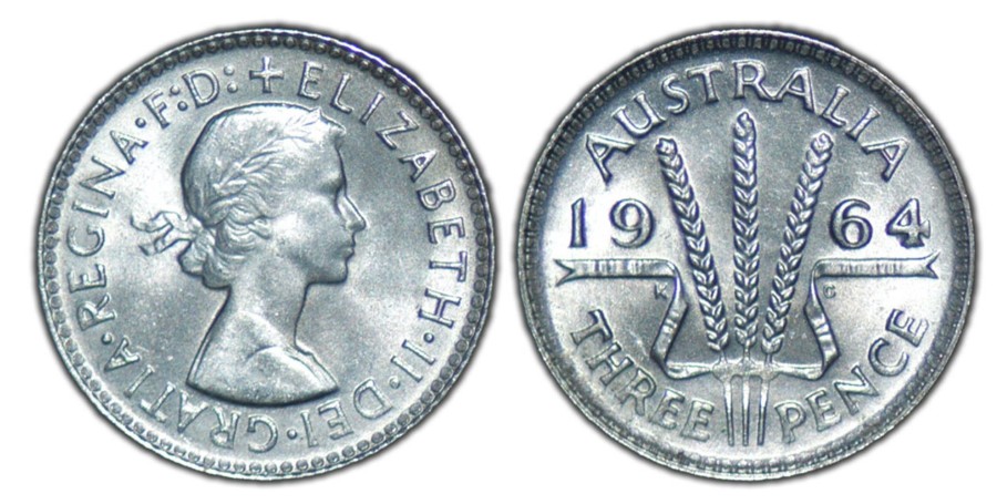 Pre-Decimal Coins Melbourne Mint | 1964 Australian Elizabeth Ii Threepence Uncirculated