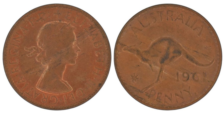 Pre-Decimal Coins Royal Australian Mint | 1961 Penny And Halfpenny Elizabeth Ii Pair In About Uncirculated