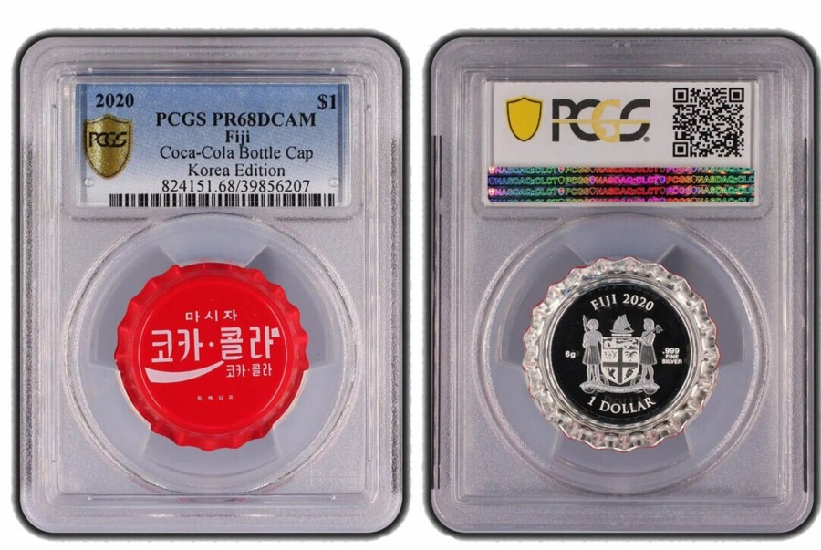 World Coins Fiji | 2020 $1 Fiji Coca Cola Bottle Cap Korea Edition Pcgs Pr68Dcam