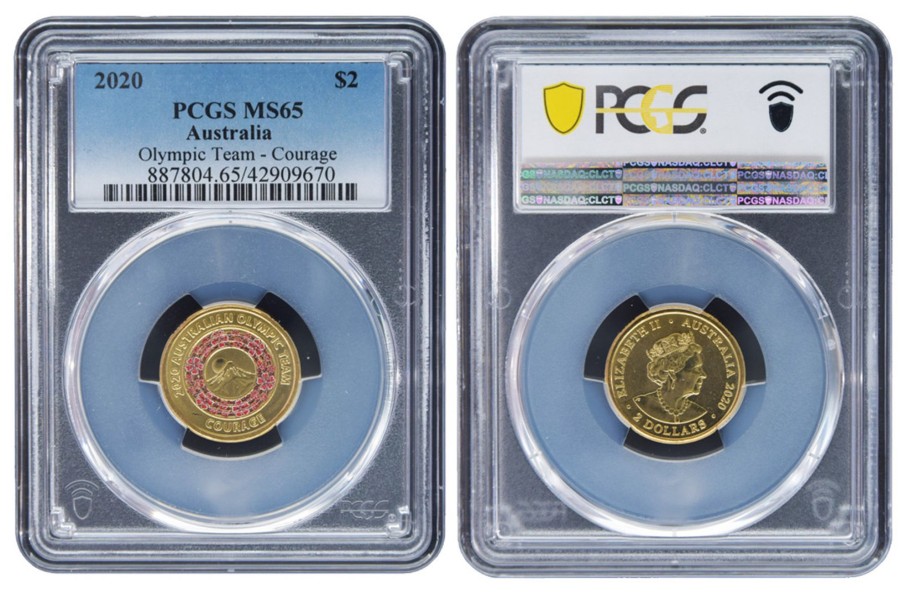 Pcgs Royal Australian Mint | 2020 $2 Tokyo Olympics - Courage Pcgs Ms65