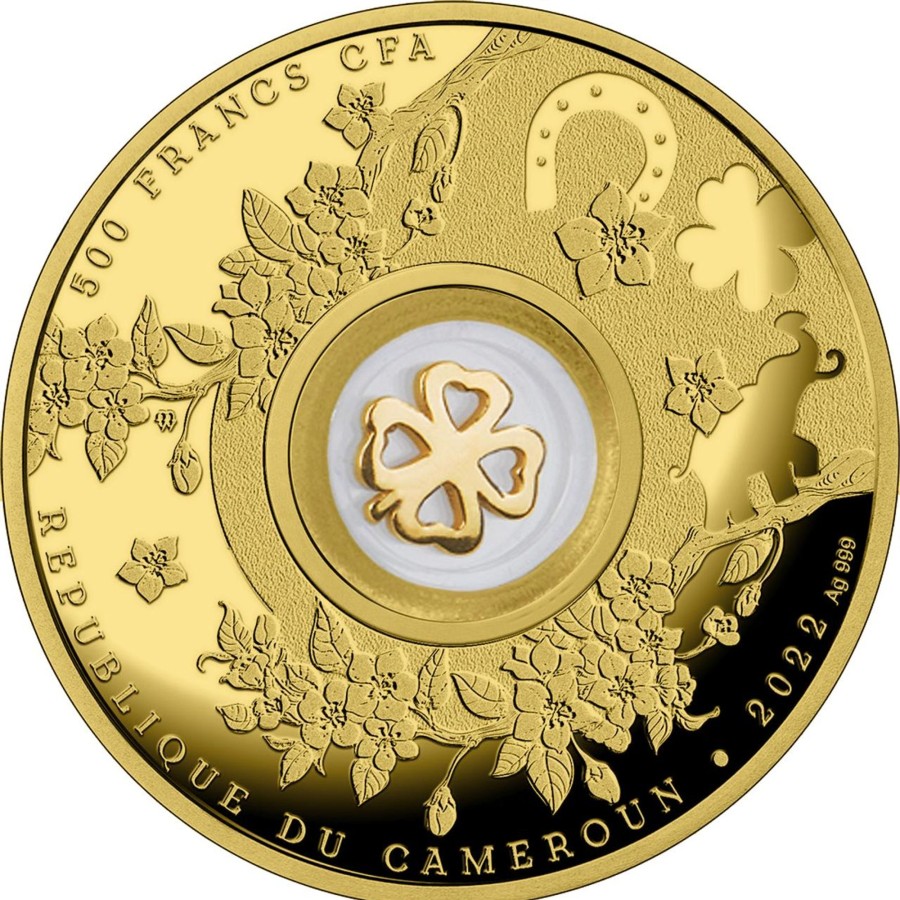 World Coins Mint of Poland | Four-Leaf Clover (Lucky Seven) 2022 Cameroon 500 Francs Silver Proof Coin