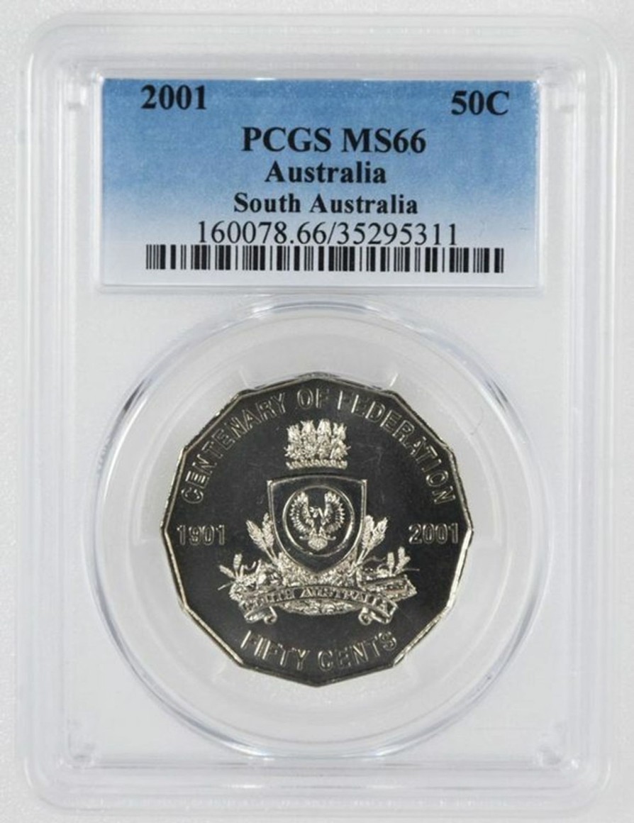 Pcgs Royal Australian Mint | 2001 Fifty Cents South Australia 50C Pcgs Ms66