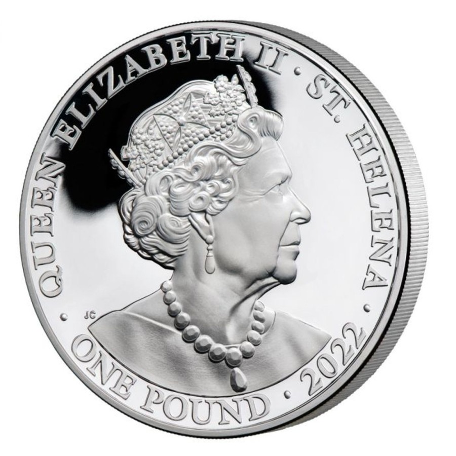 Premium Bullion St Helena | 2022 St Helena Queens Virtues : Courage 1 Oz .999 Silver Gilded Proof Bullion Coin