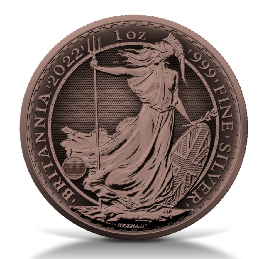 Premium Bullion Pik-Coins | Great Britain 2022 Britannia 1Oz .999 Silver Bu Coin - Antique Copper Plated