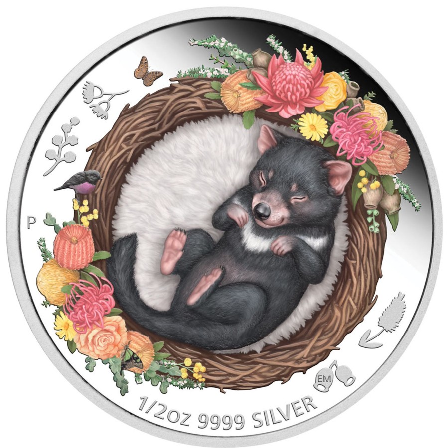 Perth Mint Perth Mint | 2021 1/2Oz Silver Proof Coloured Coin - Dreaming Down Under - Tasmanian Devil