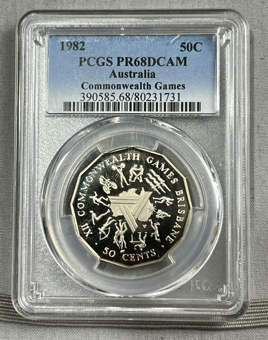 Pcgs Royal Australian Mint | 1982 Australian 50C Commonwealth Games Pcgs Pr68Dcam Proof Coin