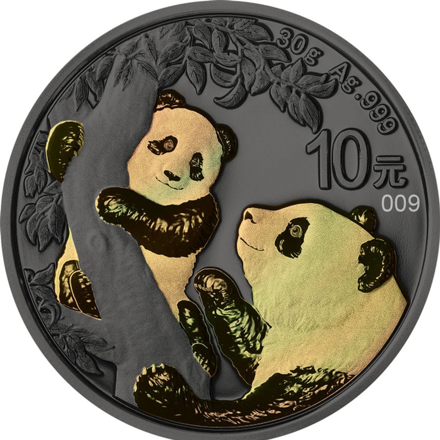 Premium Bullion China Mint | China 2021 - Panda 30G Silver .999 Bu Coin - Golden Holo