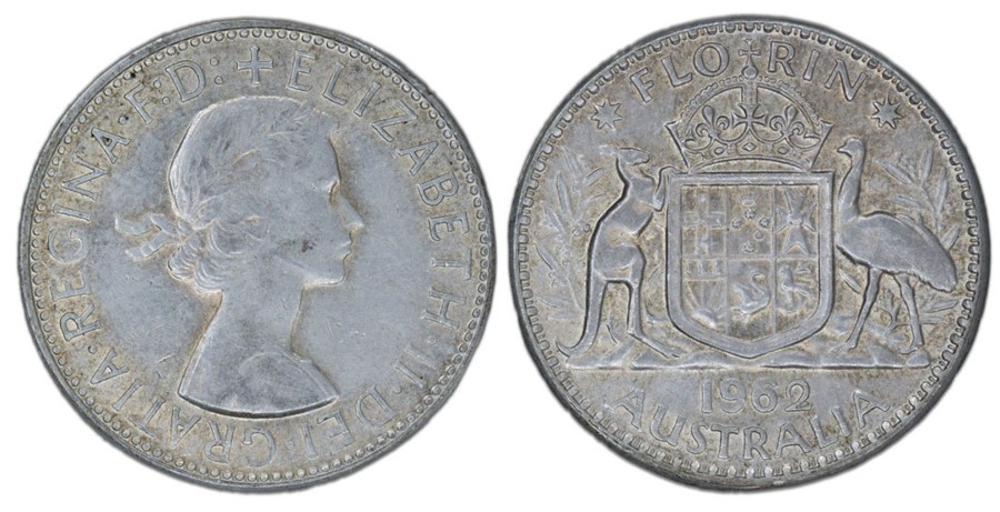 Pre-Decimal Coins Melbourne Mint | 1962 Q. Elizabeth Ii Melbourne Mint Florin Vf