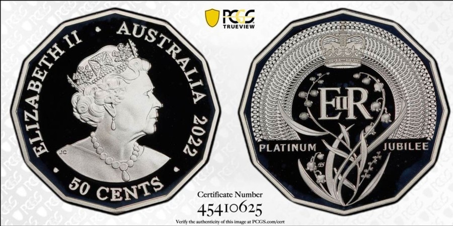 Pcgs Royal Australian Mint | 2022 Platinum Jubilee Silver Proof 50C Elizabeth Ii Pcgs Pr69 Dcam #1