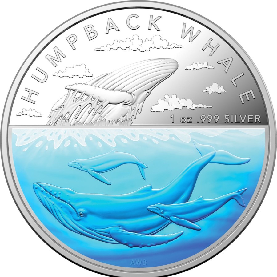 Royal Australian Mint Royal Australian Mint | Royal Australian Mint 2023 $5 1Oz Silver Proof Coloured Coin Australian Antarctic Territory Humpback Whale