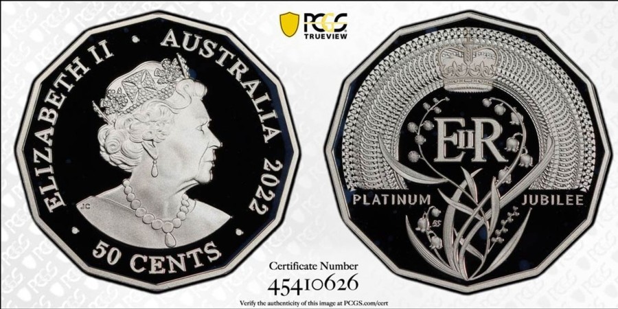 Pcgs Royal Australian Mint | 2022 Platinum Jubilee Silver Proof 50C Elizabeth Ii Pcgs Pr69 Dcam #2