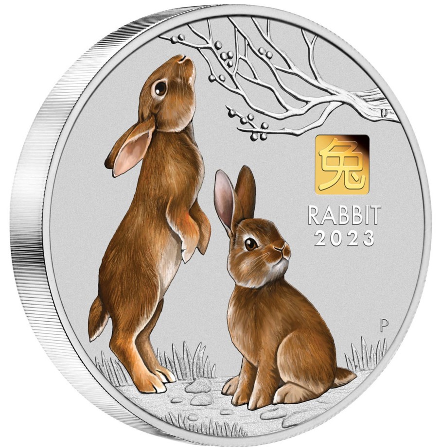 Perth Mint Perth Mint | 2023 Year Of The Rabbit 1 Kilo Silver Coin With Gold Privy Mark