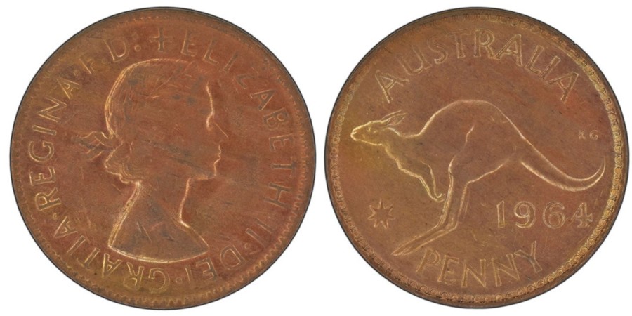 Pre-Decimal Coins Royal Australian Mint | 1964 Melbourne Mint Penny Elizabeth Ii Uncirculated