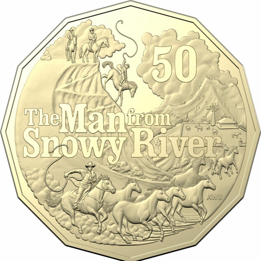 Royal Australian Mint Royal Australian Mint | 2020 50C Albr Unc Coin - Banjo Paterson - Treasured Australian Poetry - The Man From Snowy River