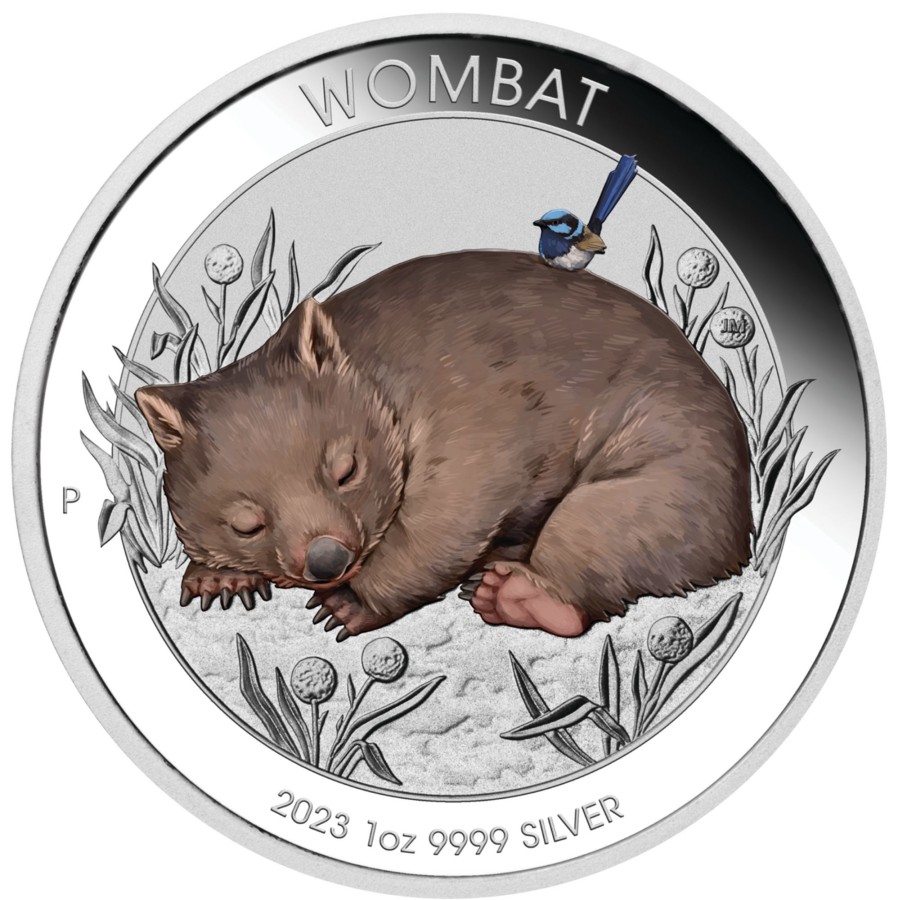 Perth Mint Perth Mint | 2023 Australian Wombat 1 Oz 99.99% Ag Bu Coloured Coin In Card