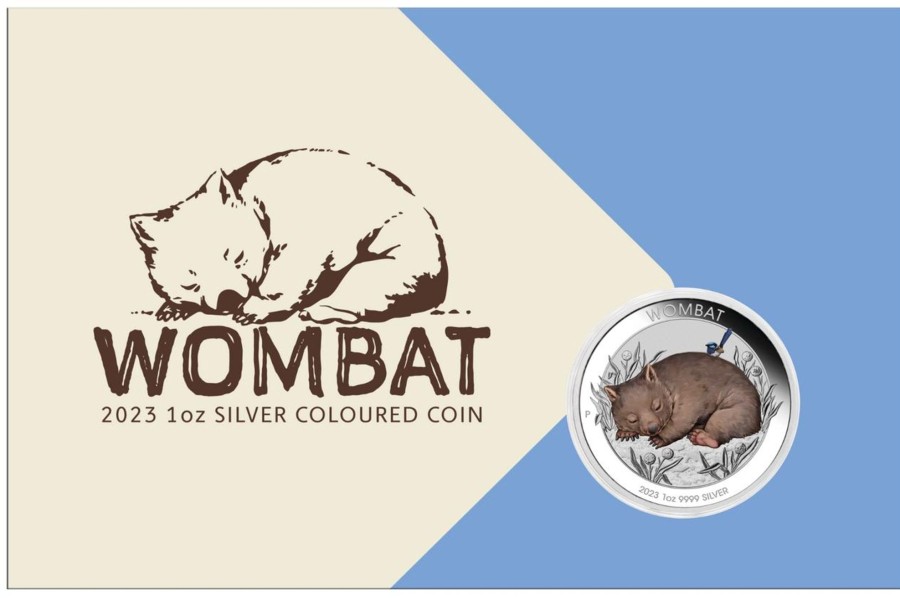 Perth Mint Perth Mint | 2023 Australian Wombat 1 Oz 99.99% Ag Bu Coloured Coin In Card