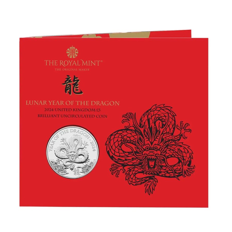 World Coins Royal Australian Mint | Royal Mint Year Of The Dragon 5 Pound 2024 Brilliant Unc Coin