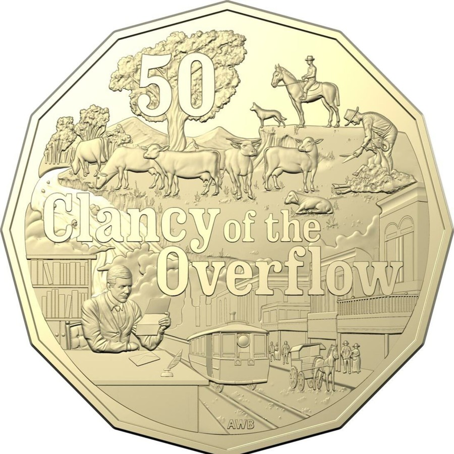 Royal Australian Mint Royal Australian Mint | 2020 50C Albr Unc Coin - Banjo Paterson - Treasured Australian Poetry - Clancy Of The Overflow