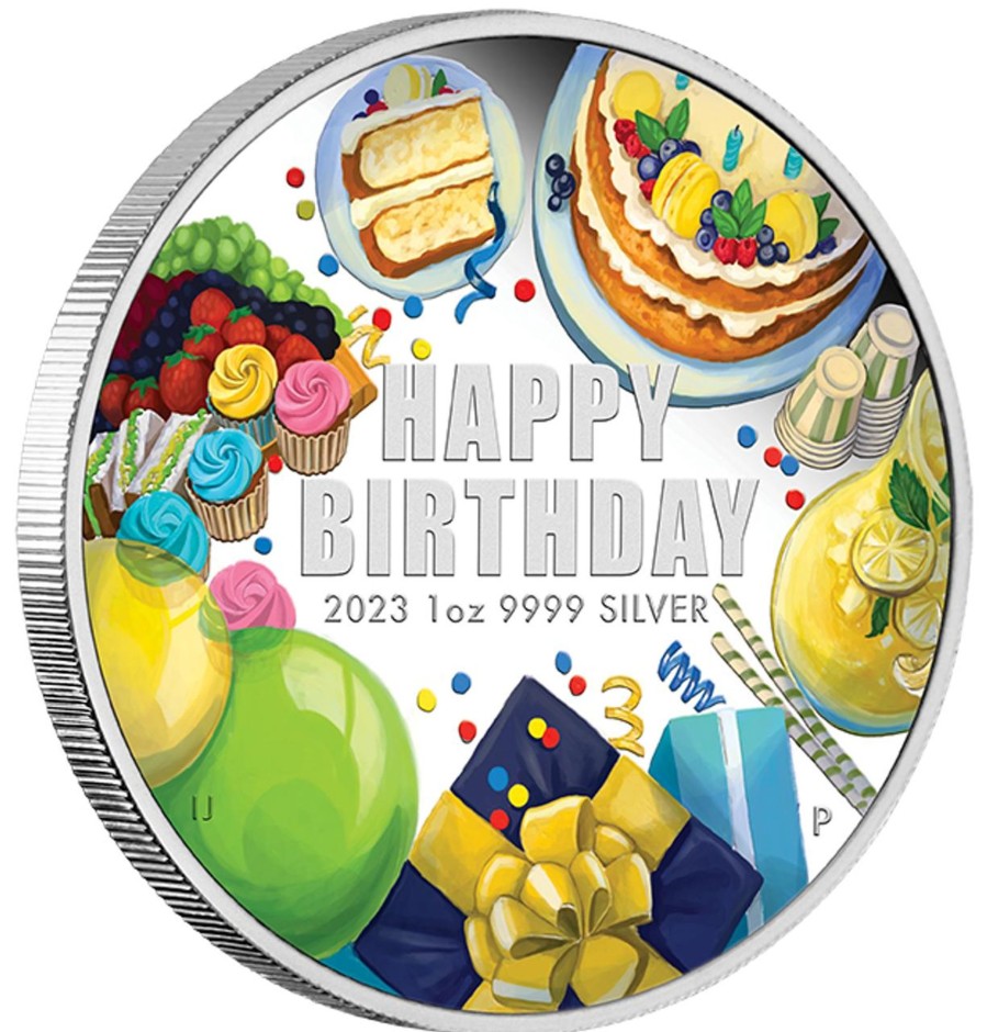 Perth Mint Perth Mint | 2023 Happy Birthday 1 Oz 99.99% Silver Proof Coloured Coin