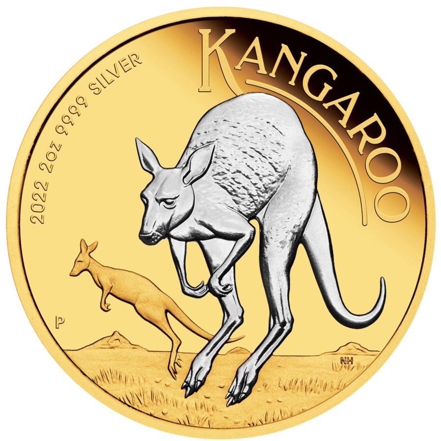 Perth Mint Perth Mint | 2022 2Oz Silver Reverse Gilded Coin - Australian Kangaroo