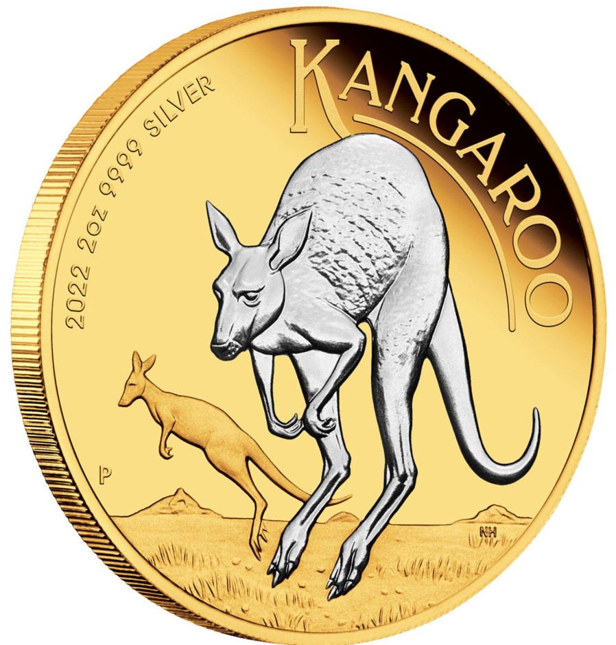 Perth Mint Perth Mint | 2022 2Oz Silver Reverse Gilded Coin - Australian Kangaroo