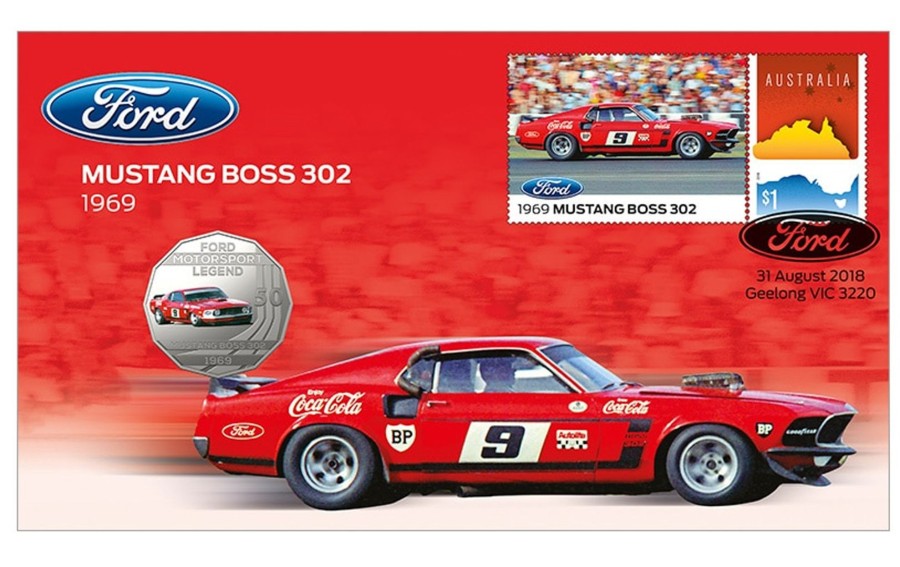 Pnc Australia Post | 2018 Ford Mustang Boss 302 1969 50C Stamp And Coin Cover Pnc