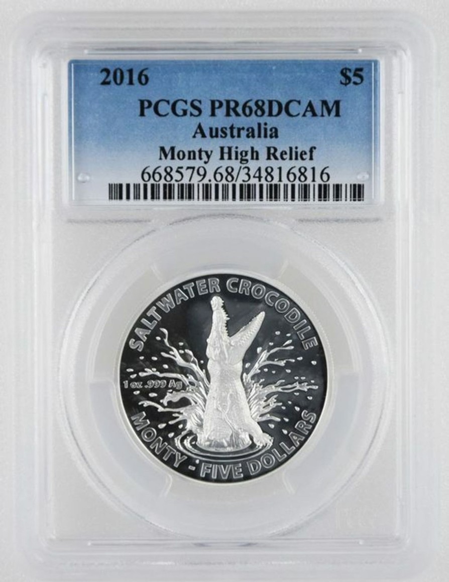 Pcgs Royal Australian Mint | 2016 Proof $5 Monty Silver High Relief Pcgs Graded Pr68 Dcam