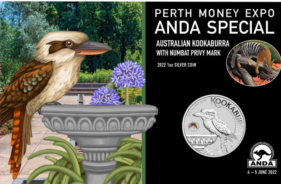 Perth Mint Royal Australian Mint | Australian Kookaburra 2022 1Oz Silver Coin With Numbat Privy - Anda Perth Money Expo