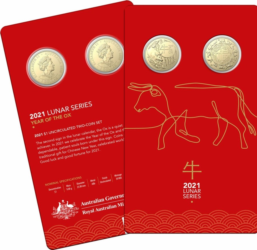 Royal Australian Mint Royal Australian Mint | 2021 $1 Albr Uncirculated Two Coin Set - Year Of The Ox