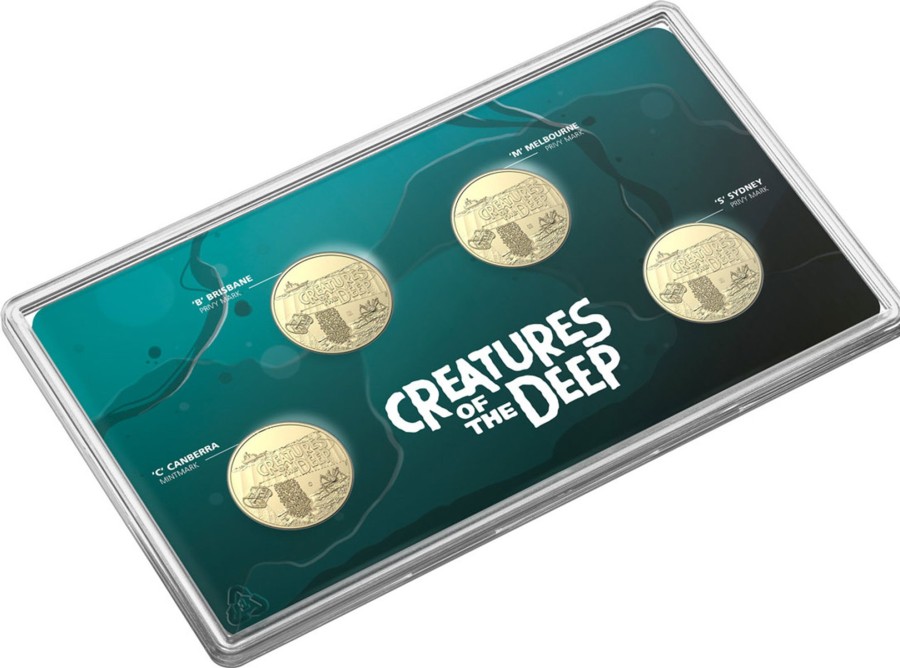 Royal Australian Mint Royal Australian Mint | Creatures Of The Deep 4 Coin Pack $1 Unc 2023 Albr Mintmark & Privymark Set