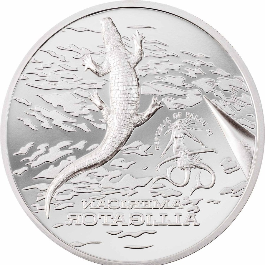 World Coins CIT | 2022 Palau $5 Silver Proof Coin - American Alligator