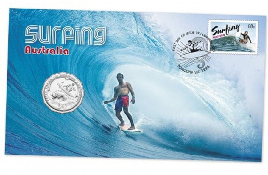 Pnc Australia Post | 2013 Surfing Australia 50C Coin And Australia Post 60C Stamp Pnc