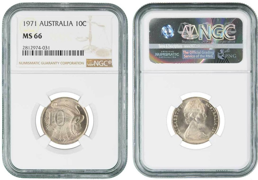 Pcgs Royal Australian Mint | 1971 Australia 10C Graded By Ngc Ms66