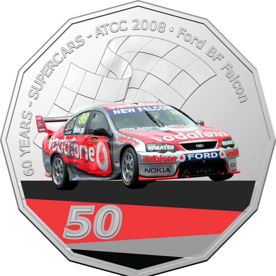 Royal Australian Mint Royal Australian Mint | 2020 50C Coin - 60 Years Of The Atcc 1960/2020 - Supercars - 2008 Ford Bf Falcon