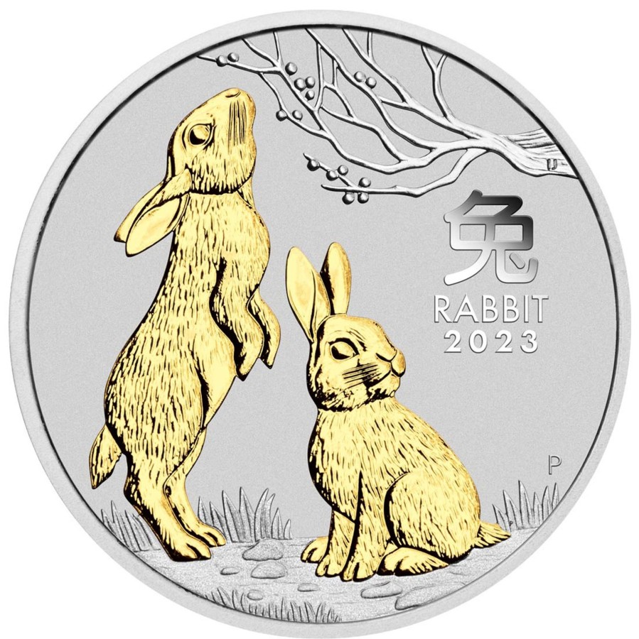 Perth Mint Perth Mint | Year Of The Rabbit 2023 1Oz Silver Gilded Coin In Capsule Only With Certificate - Australian Lunar Series Iii