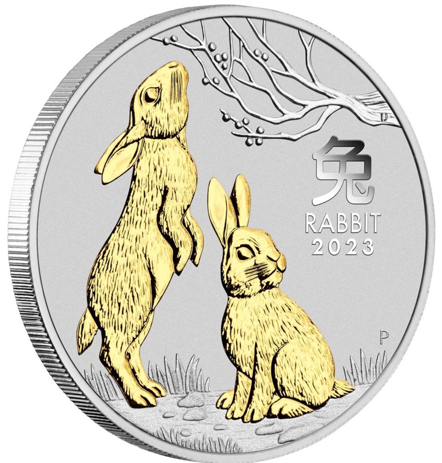 Perth Mint Perth Mint | Year Of The Rabbit 2023 1Oz Silver Gilded Coin In Capsule Only With Certificate - Australian Lunar Series Iii