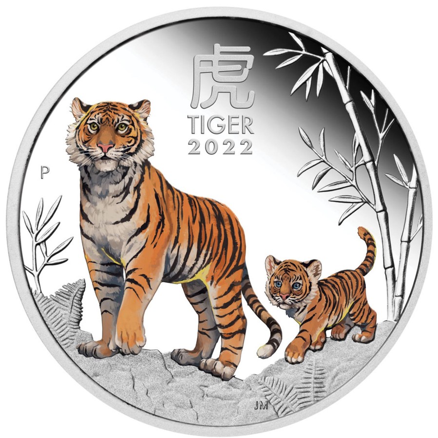 Perth Mint Perth Mint | Perth Mint 2022 Year Of The Tiger 2 Oz Silver Coloured Coin - Lunar Series Iii