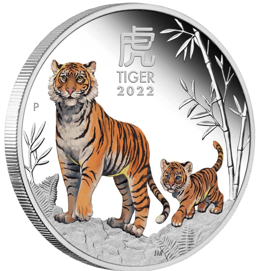 Perth Mint Perth Mint | Perth Mint 2022 Year Of The Tiger 2 Oz Silver Coloured Coin - Lunar Series Iii