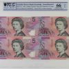 Banknotes NPA | Block Of 4 Red S/N 1996 $5 Fraser/Evans Pcgs66 Gem Unc Very Low Number