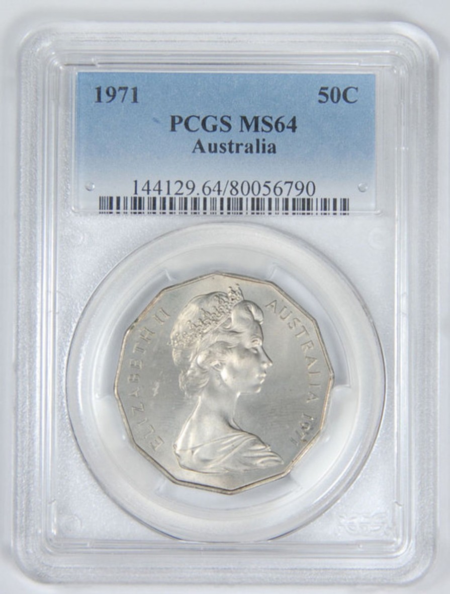 Pcgs Royal Australian Mint | 1971 Australian 50C Pcgs Graded Ms64