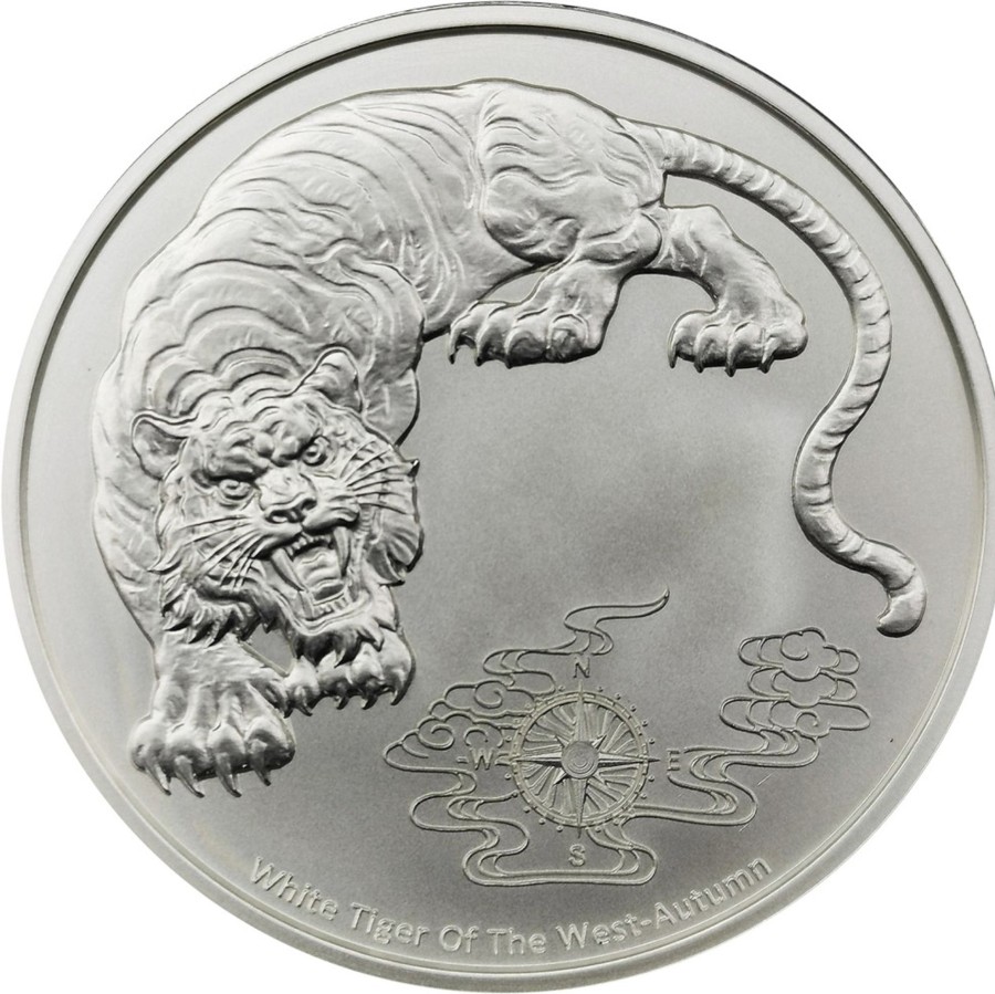 Premium Bullion LPM Group | 2023 1 Oz Samoa Four Guardians White Tiger 999 Silver Bu Coin