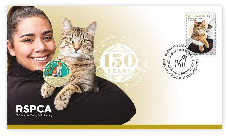 Pnc Australia Post | Rspca: 150 Years Cat Postal Numismatic Cover Pnc